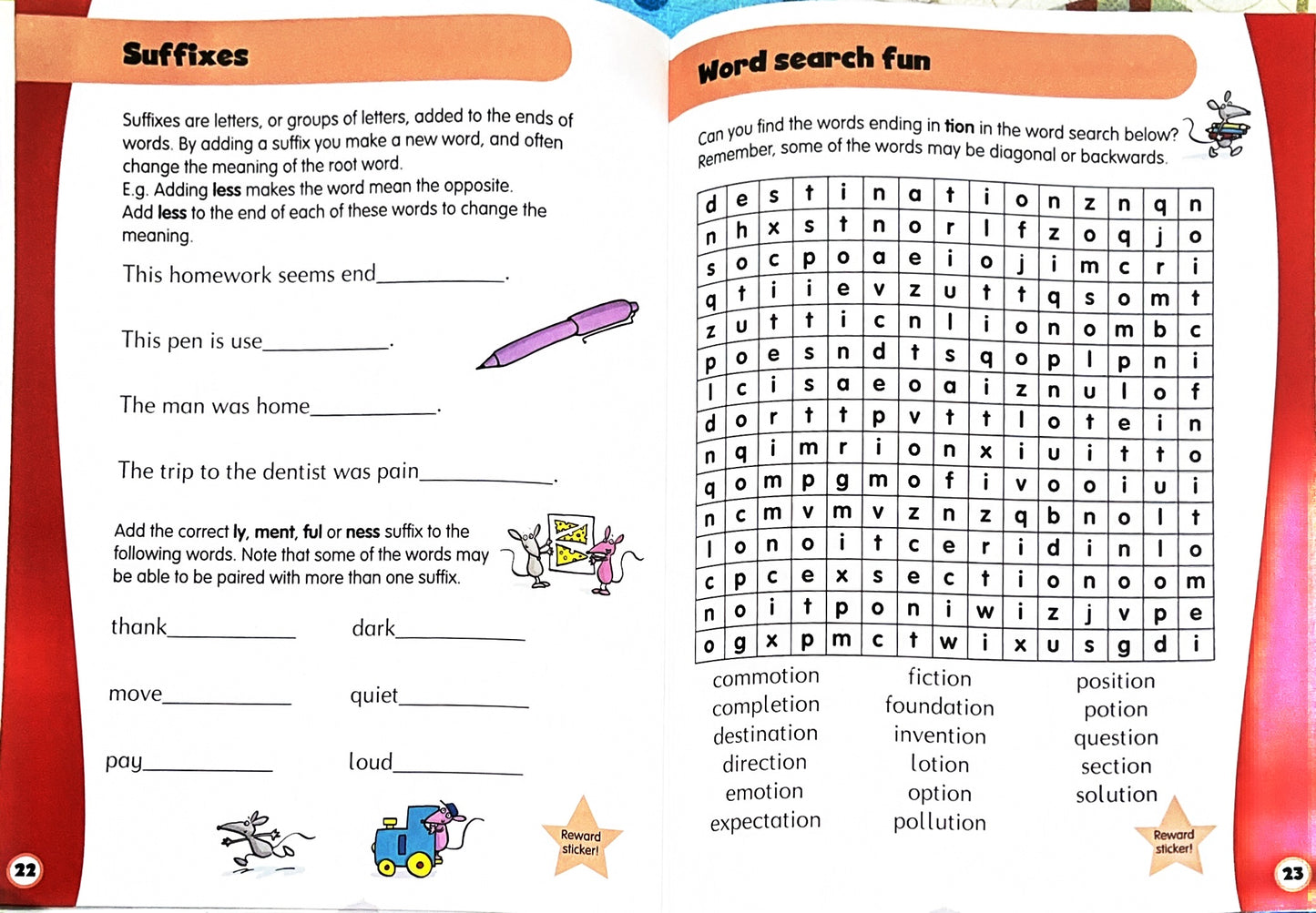 Speling with rewarding stickers (7 years+)
